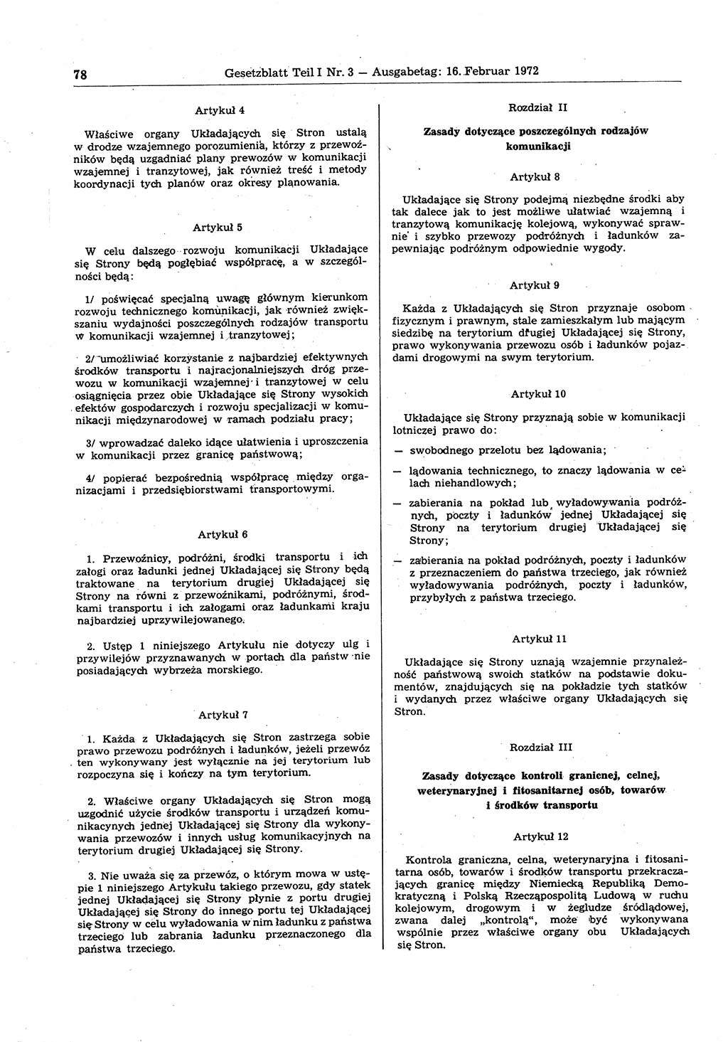 Gesetzblatt (GBl.) der Deutschen Demokratischen Republik (DDR) Teil Ⅰ 1972, Seite 78 (GBl. DDR Ⅰ 1972, S. 78)