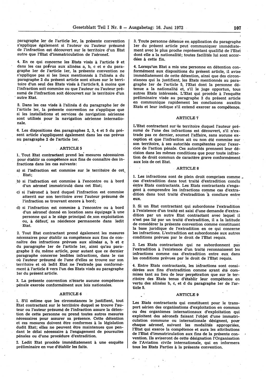 Gesetzblatt (GBl.) der Deutschen Demokratischen Republik (DDR) Teil Ⅰ 1972, Seite 107 (GBl. DDR Ⅰ 1972, S. 107)