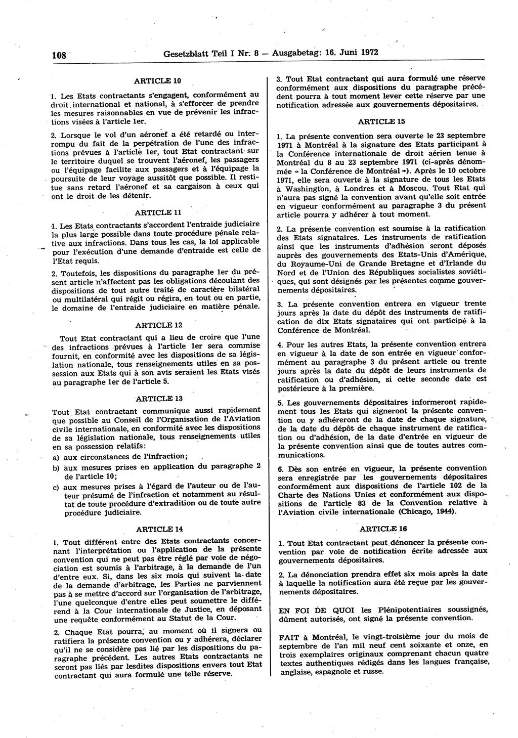 Gesetzblatt (GBl.) der Deutschen Demokratischen Republik (DDR) Teil Ⅰ 1972, Seite 108 (GBl. DDR Ⅰ 1972, S. 108)