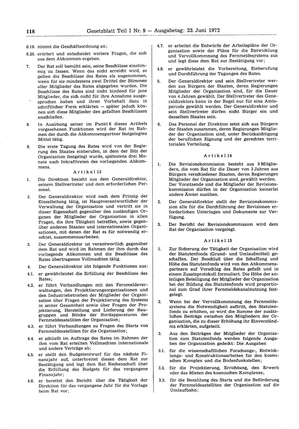 Gesetzblatt (GBl.) der Deutschen Demokratischen Republik (DDR) Teil Ⅰ 1972, Seite 118 (GBl. DDR Ⅰ 1972, S. 118)