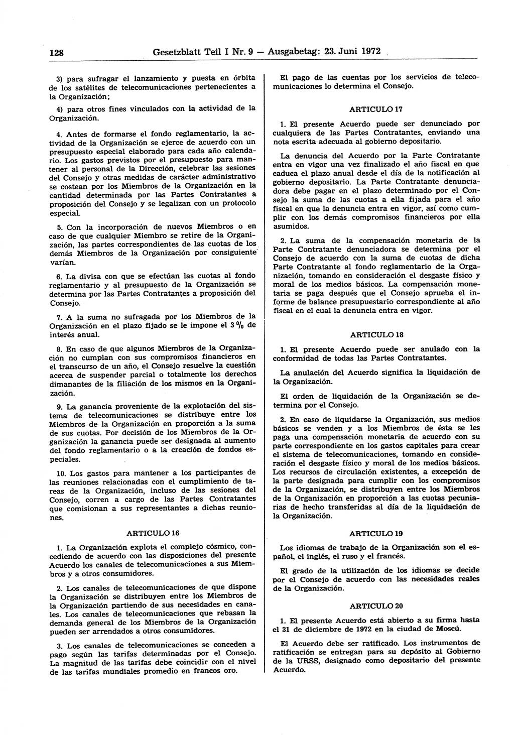 Gesetzblatt (GBl.) der Deutschen Demokratischen Republik (DDR) Teil Ⅰ 1972, Seite 128 (GBl. DDR Ⅰ 1972, S. 128)