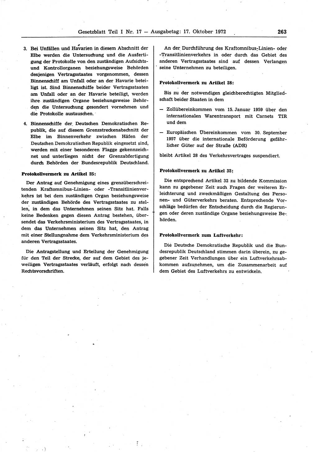 Gesetzblatt (GBl.) der Deutschen Demokratischen Republik (DDR) Teil Ⅰ 1972, Seite 263 (GBl. DDR Ⅰ 1972, S. 263)