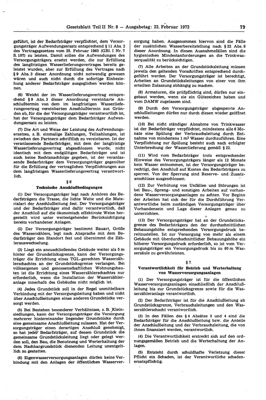 Gesetzblatt (GBl.) der Deutschen Demokratischen Republik (DDR) Teil ⅠⅠ 1972, Seite 79 (GBl. DDR ⅠⅠ 1972, S. 79)