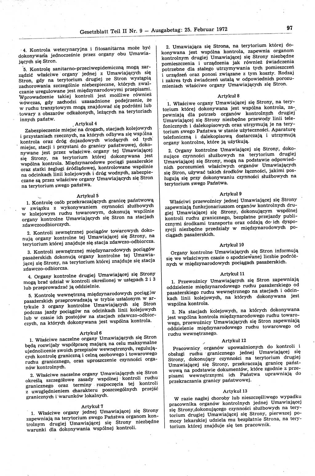 Gesetzblatt (GBl.) der Deutschen Demokratischen Republik (DDR) Teil ⅠⅠ 1972, Seite 97 (GBl. DDR ⅠⅠ 1972, S. 97)