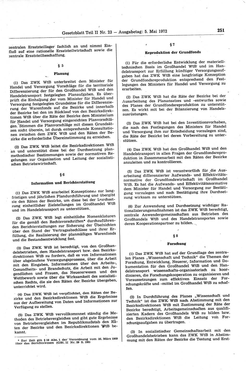 Gesetzblatt (GBl.) der Deutschen Demokratischen Republik (DDR) Teil ⅠⅠ 1972, Seite 251 (GBl. DDR ⅠⅠ 1972, S. 251)