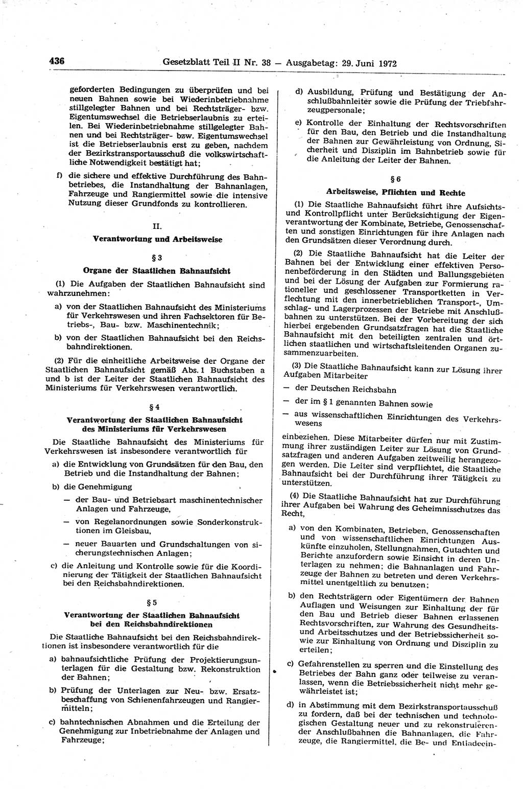 Gesetzblatt (GBl.) der Deutschen Demokratischen Republik (DDR) Teil ⅠⅠ 1972, Seite 436 (GBl. DDR ⅠⅠ 1972, S. 436)