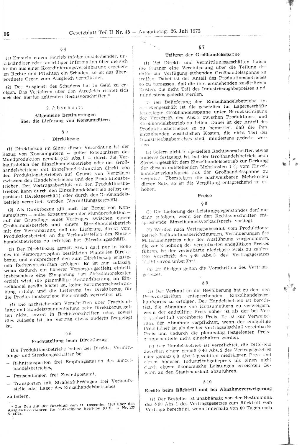 Gesetzblatt (GBl.) der Deutschen Demokratischen Republik (DDR) Teil ⅠⅠ 1972, Seite 516 (GBl. DDR ⅠⅠ 1972, S. 516)