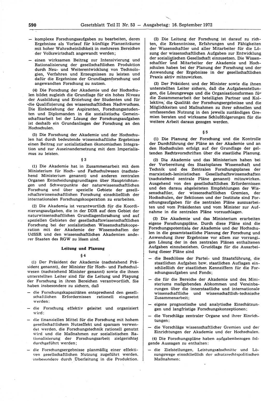 Gesetzblatt (GBl.) der Deutschen Demokratischen Republik (DDR) Teil ⅠⅠ 1972, Seite 590 (GBl. DDR ⅠⅠ 1972, S. 590)