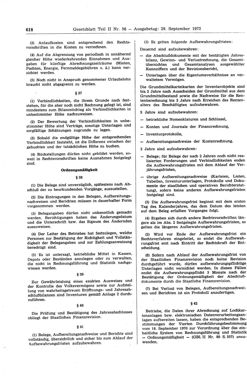 Gesetzblatt (GBl.) der Deutschen Demokratischen Republik (DDR) Teil ⅠⅠ 1972, Seite 618 (GBl. DDR ⅠⅠ 1972, S. 618)