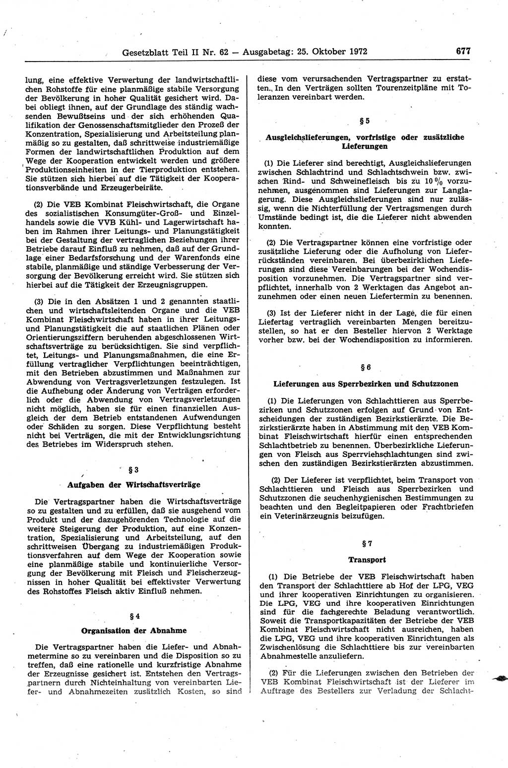 Gesetzblatt (GBl.) der Deutschen Demokratischen Republik (DDR) Teil ⅠⅠ 1972, Seite 677 (GBl. DDR ⅠⅠ 1972, S. 677)