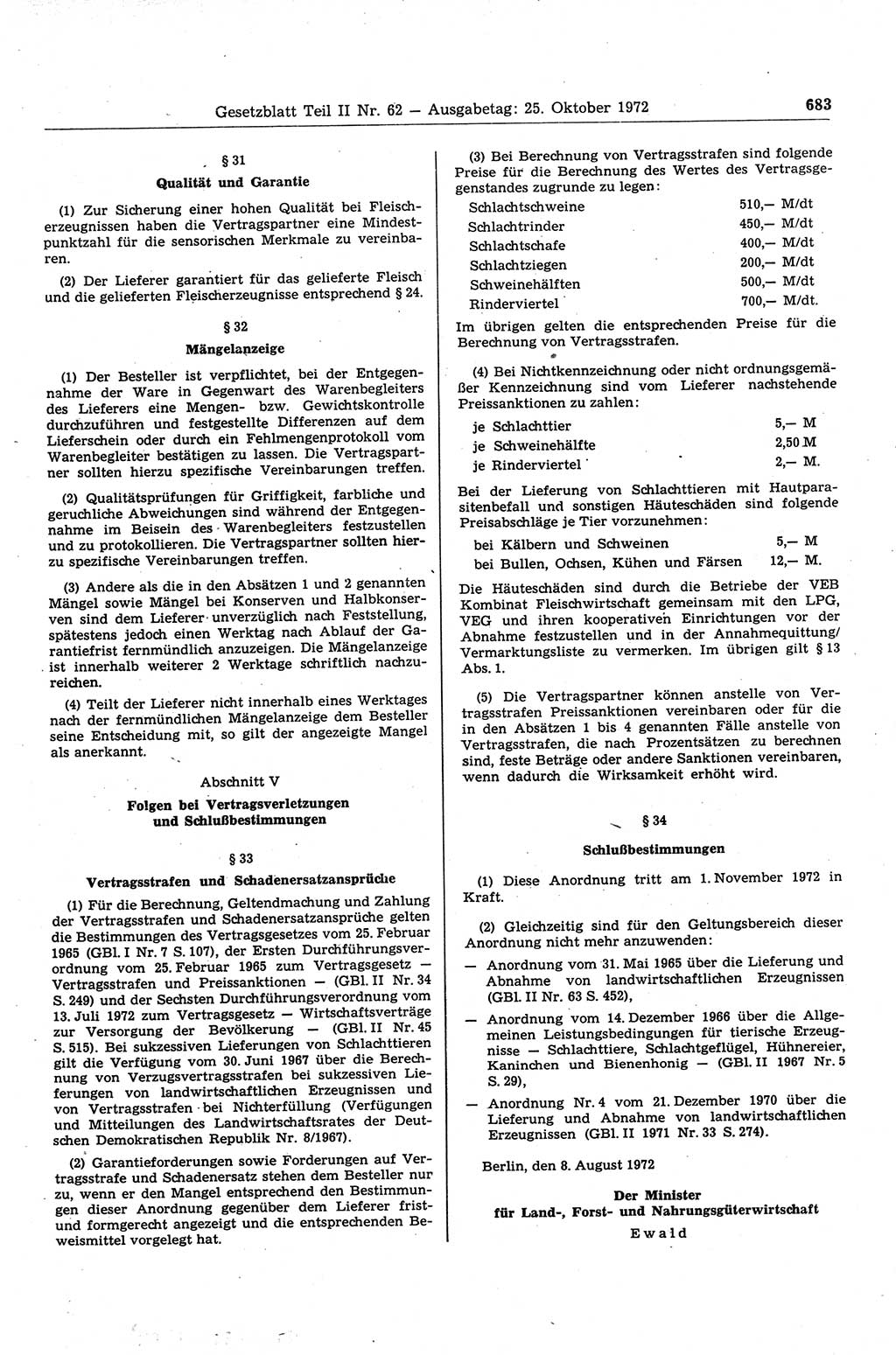 Gesetzblatt (GBl.) der Deutschen Demokratischen Republik (DDR) Teil ⅠⅠ 1972, Seite 683 (GBl. DDR ⅠⅠ 1972, S. 683)