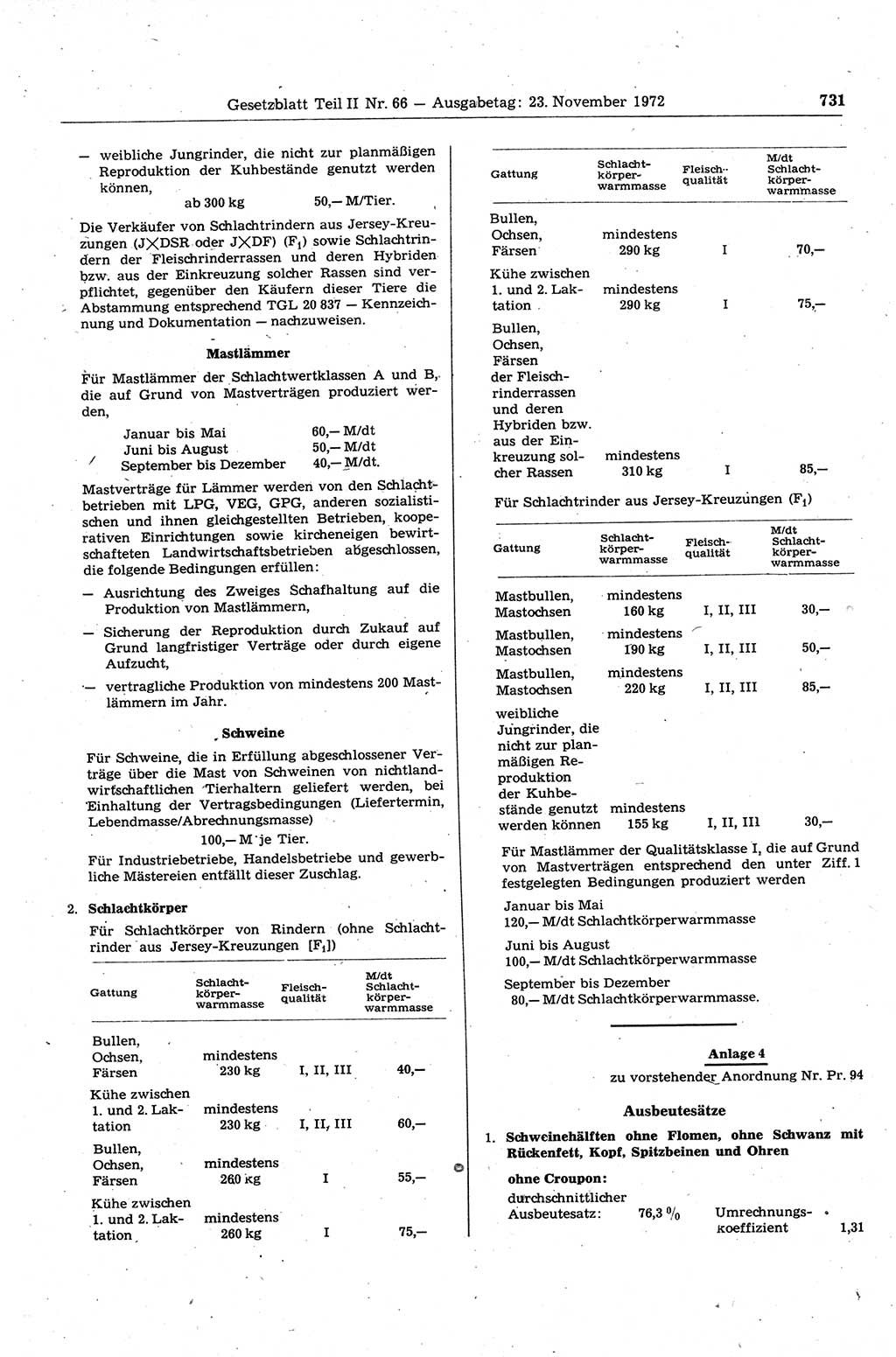 Gesetzblatt (GBl.) der Deutschen Demokratischen Republik (DDR) Teil ⅠⅠ 1972, Seite 731 (GBl. DDR ⅠⅠ 1972, S. 731)