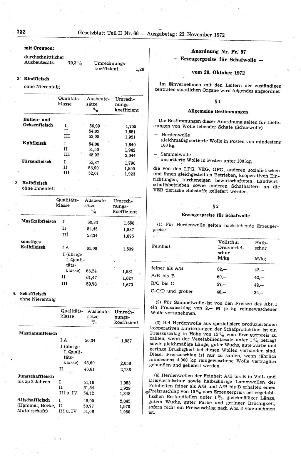 Gesetzblatt (GBl.) der Deutschen Demokratischen Republik (DDR) Teil ⅠⅠ 1972, Seite 732 (GBl. DDR ⅠⅠ 1972, S. 732)