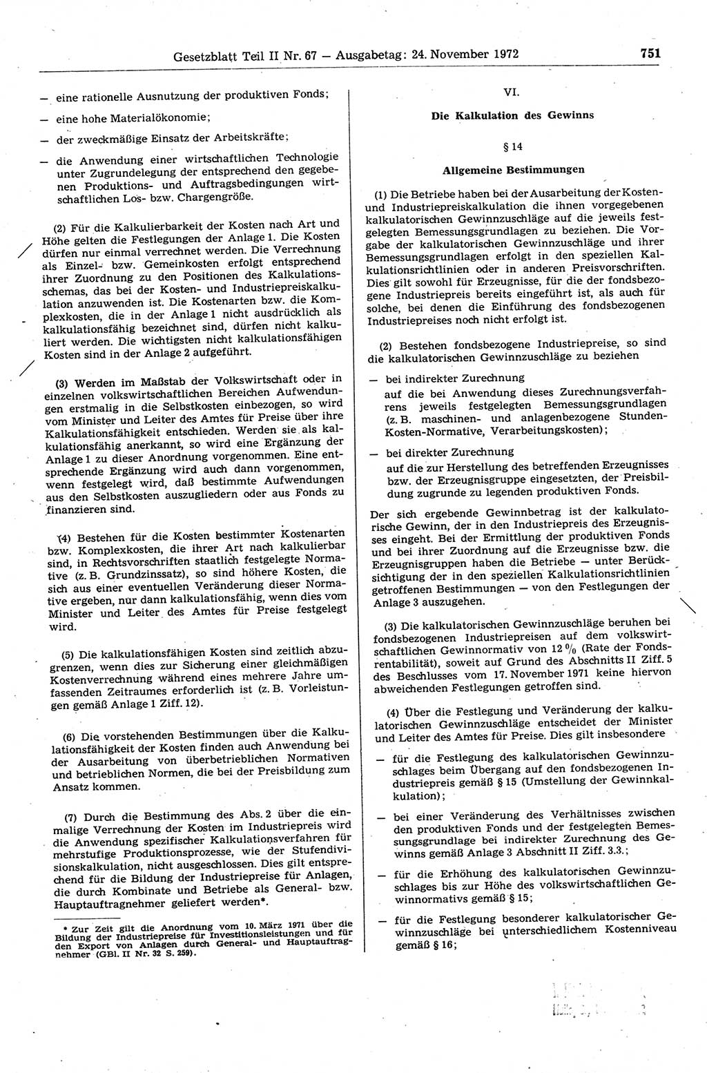 Gesetzblatt (GBl.) der Deutschen Demokratischen Republik (DDR) Teil ⅠⅠ 1972, Seite 751 (GBl. DDR ⅠⅠ 1972, S. 751)