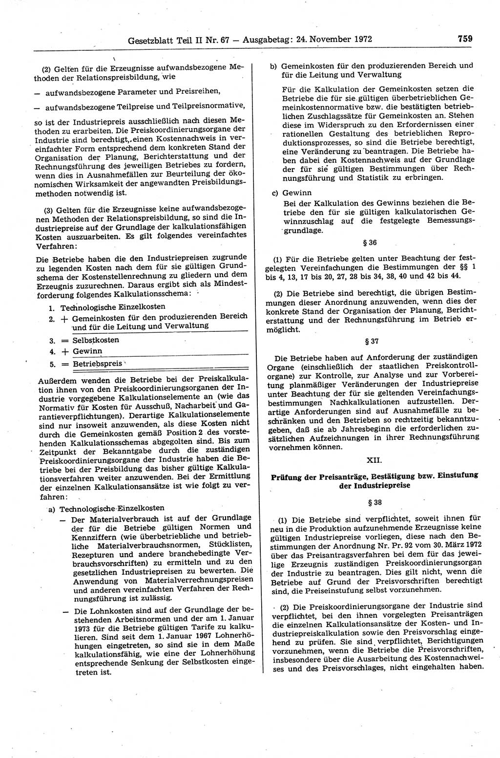 Gesetzblatt (GBl.) der Deutschen Demokratischen Republik (DDR) Teil ⅠⅠ 1972, Seite 759 (GBl. DDR ⅠⅠ 1972, S. 759)