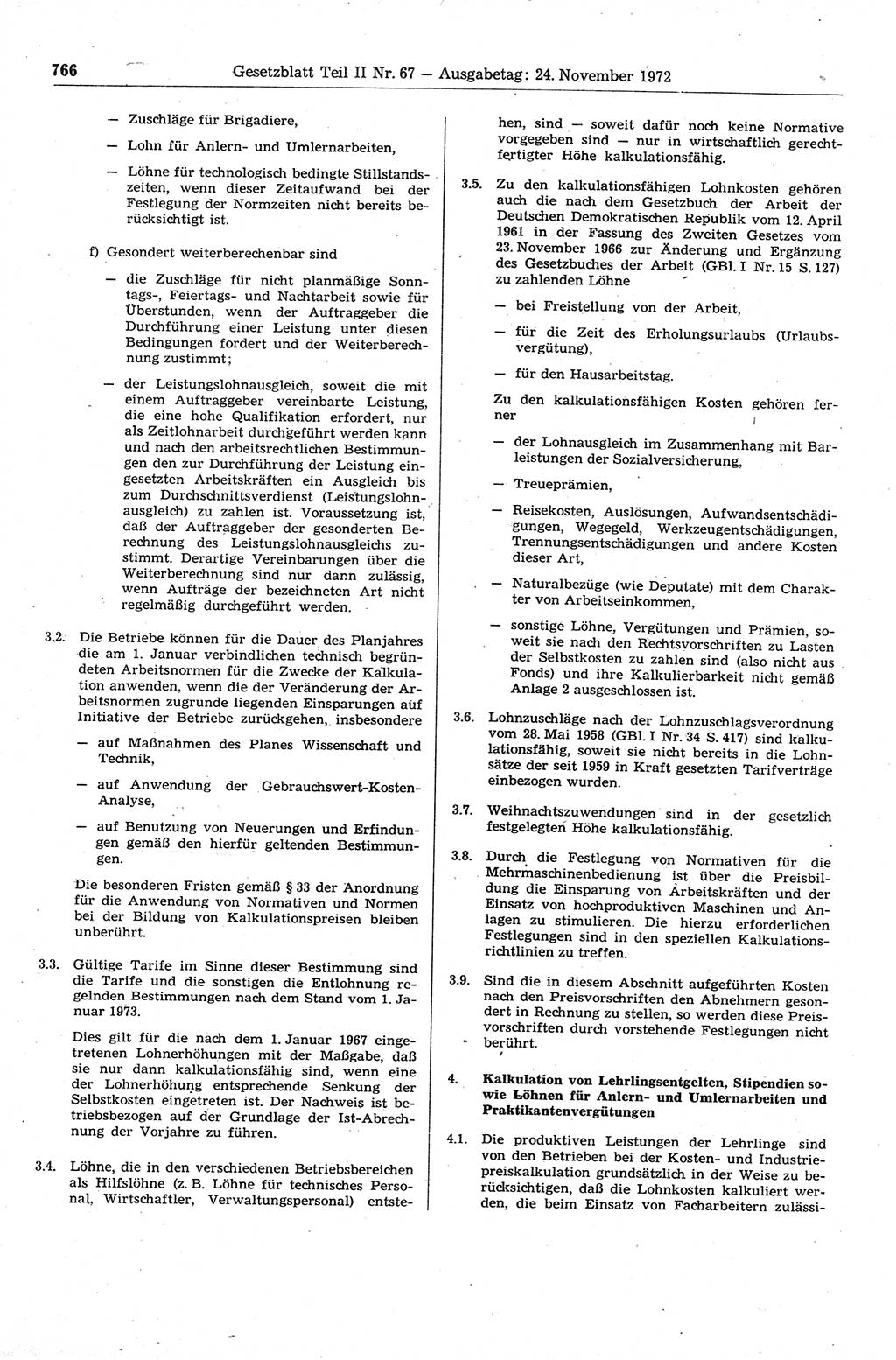 Gesetzblatt (GBl.) der Deutschen Demokratischen Republik (DDR) Teil ⅠⅠ 1972, Seite 766 (GBl. DDR ⅠⅠ 1972, S. 766)