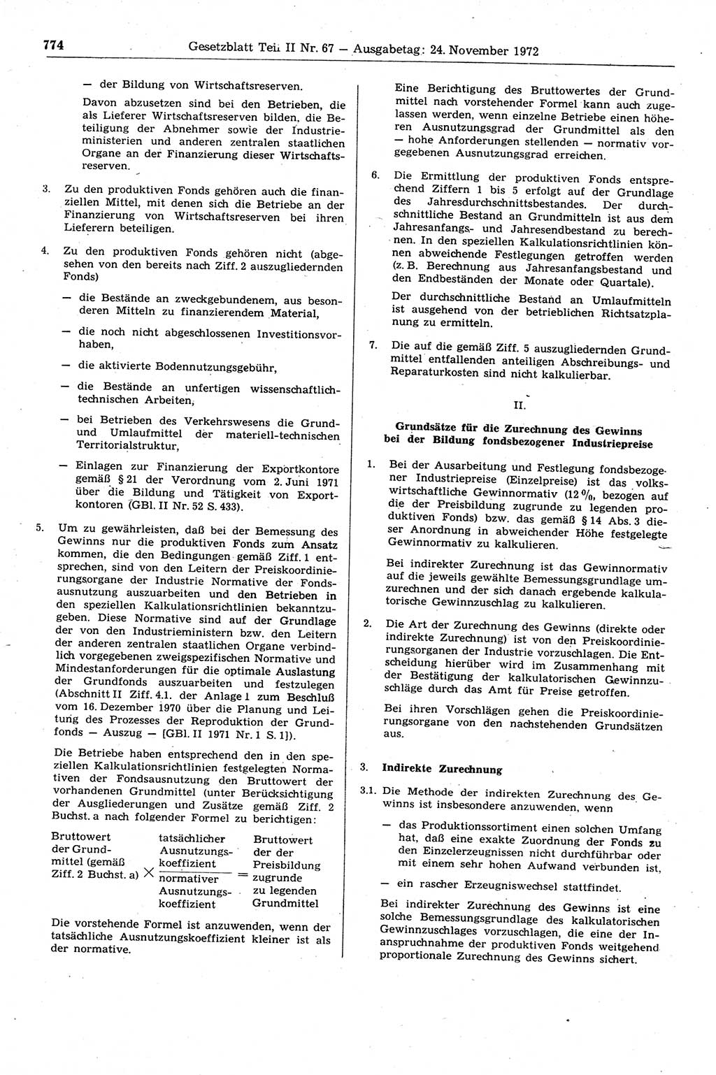 Gesetzblatt (GBl.) der Deutschen Demokratischen Republik (DDR) Teil ⅠⅠ 1972, Seite 774 (GBl. DDR ⅠⅠ 1972, S. 774)