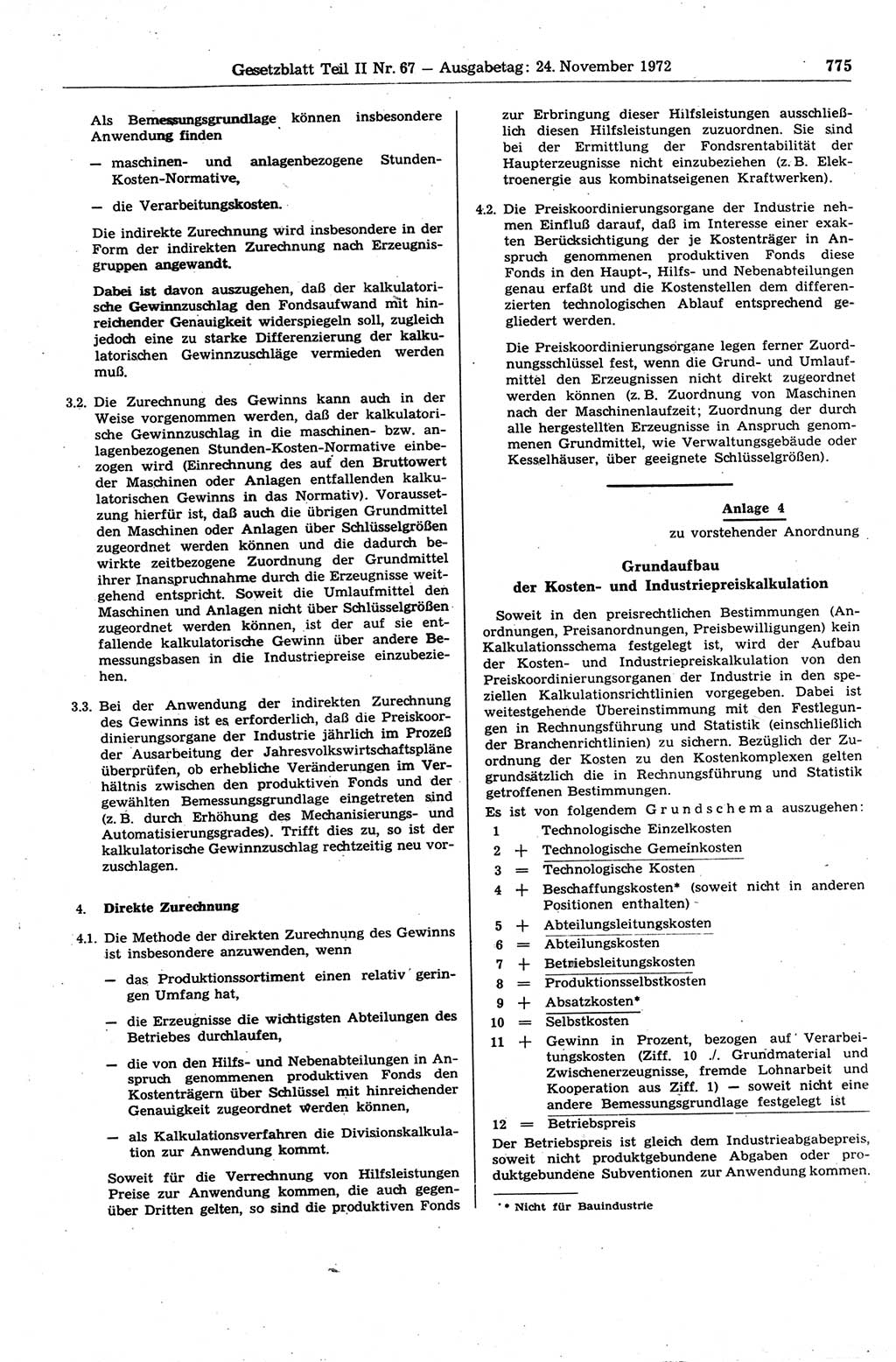 Gesetzblatt (GBl.) der Deutschen Demokratischen Republik (DDR) Teil ⅠⅠ 1972, Seite 775 (GBl. DDR ⅠⅠ 1972, S. 775)