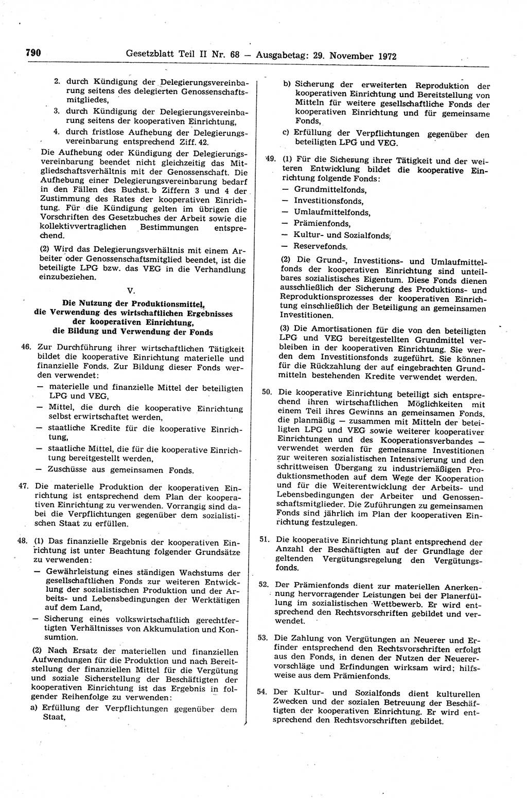 Gesetzblatt (GBl.) der Deutschen Demokratischen Republik (DDR) Teil ⅠⅠ 1972, Seite 790 (GBl. DDR ⅠⅠ 1972, S. 790)