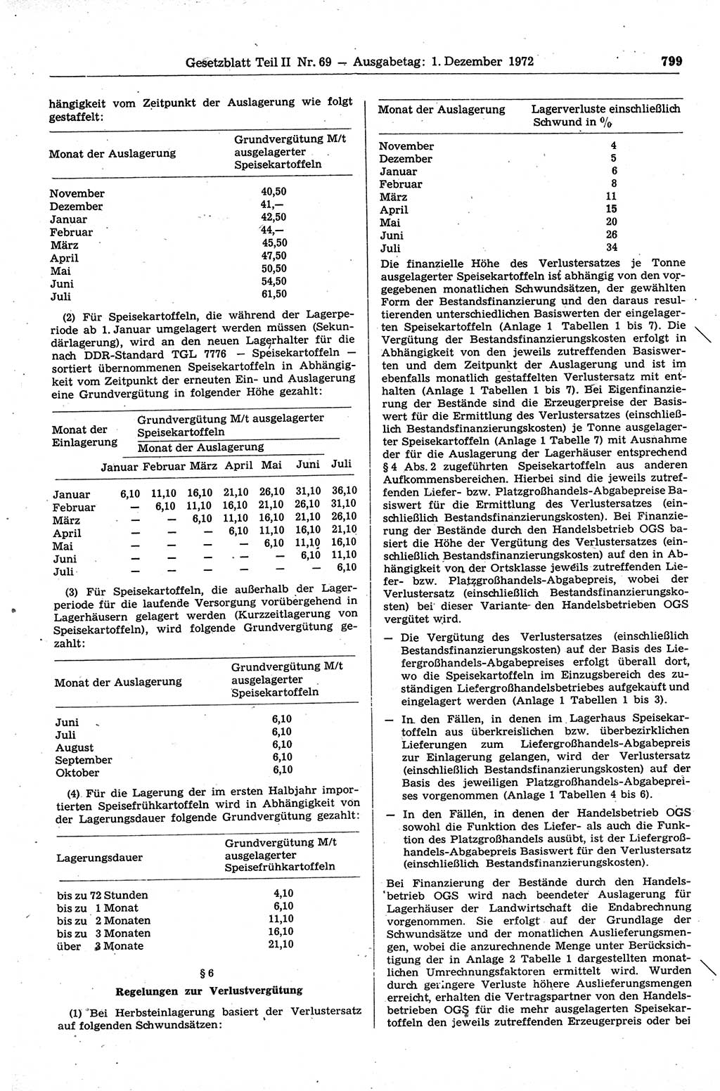 Gesetzblatt (GBl.) der Deutschen Demokratischen Republik (DDR) Teil ⅠⅠ 1972, Seite 799 (GBl. DDR ⅠⅠ 1972, S. 799)