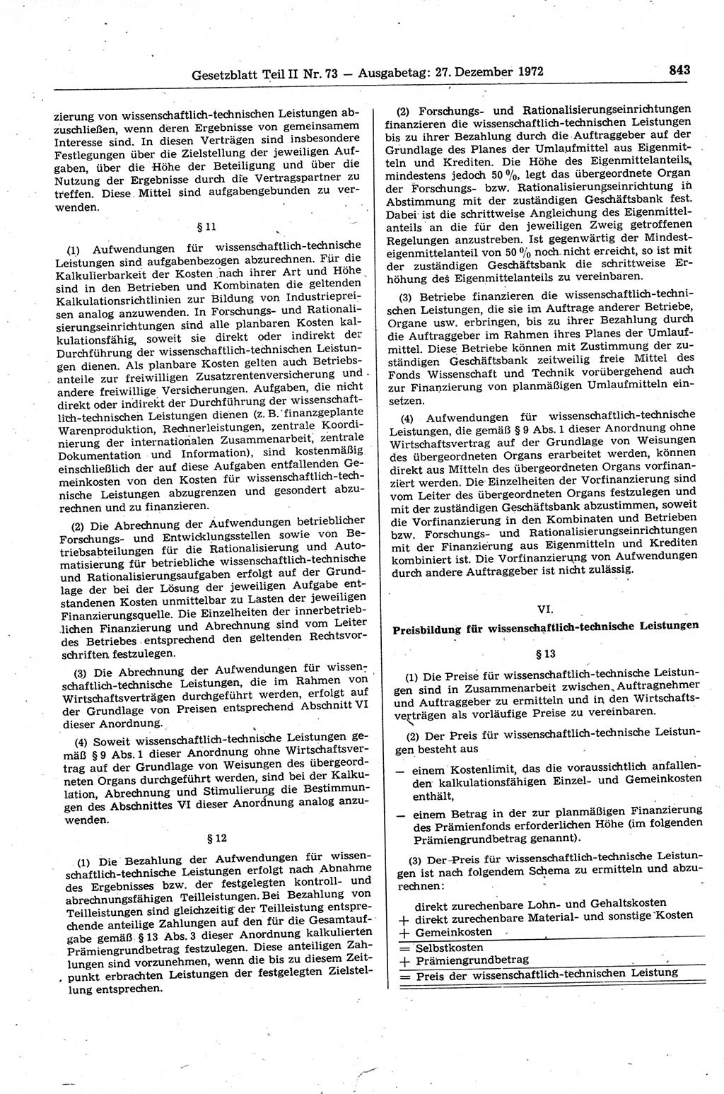 Gesetzblatt (GBl.) der Deutschen Demokratischen Republik (DDR) Teil ⅠⅠ 1972, Seite 843 (GBl. DDR ⅠⅠ 1972, S. 843)
