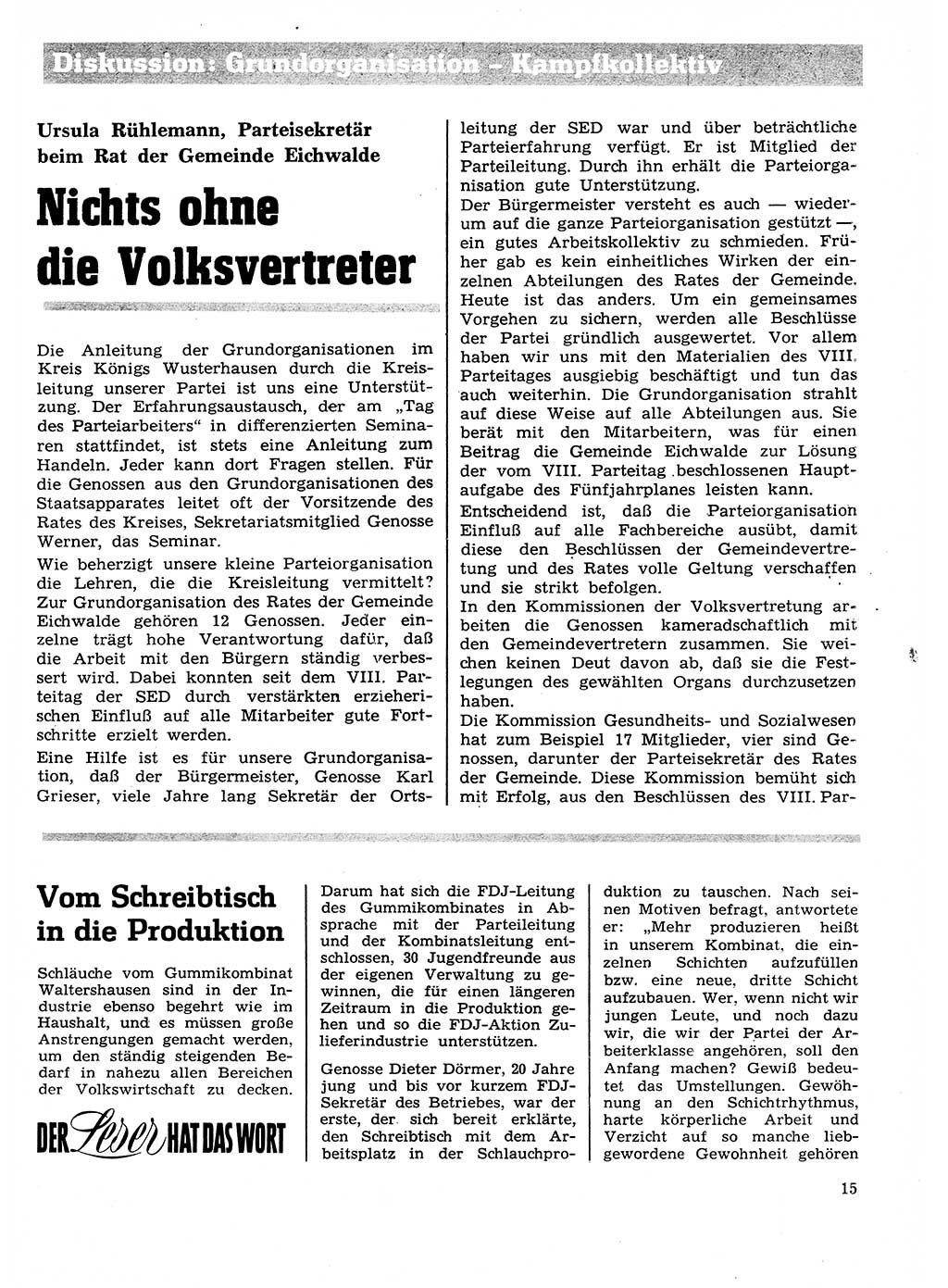 Neuer Weg (NW), Organ des Zentralkomitees (ZK) der SED (Sozialistische Einheitspartei Deutschlands) für Fragen des Parteilebens, 27. Jahrgang [Deutsche Demokratische Republik (DDR)] 1972, Seite 15 (NW ZK SED DDR 1972, S. 15)