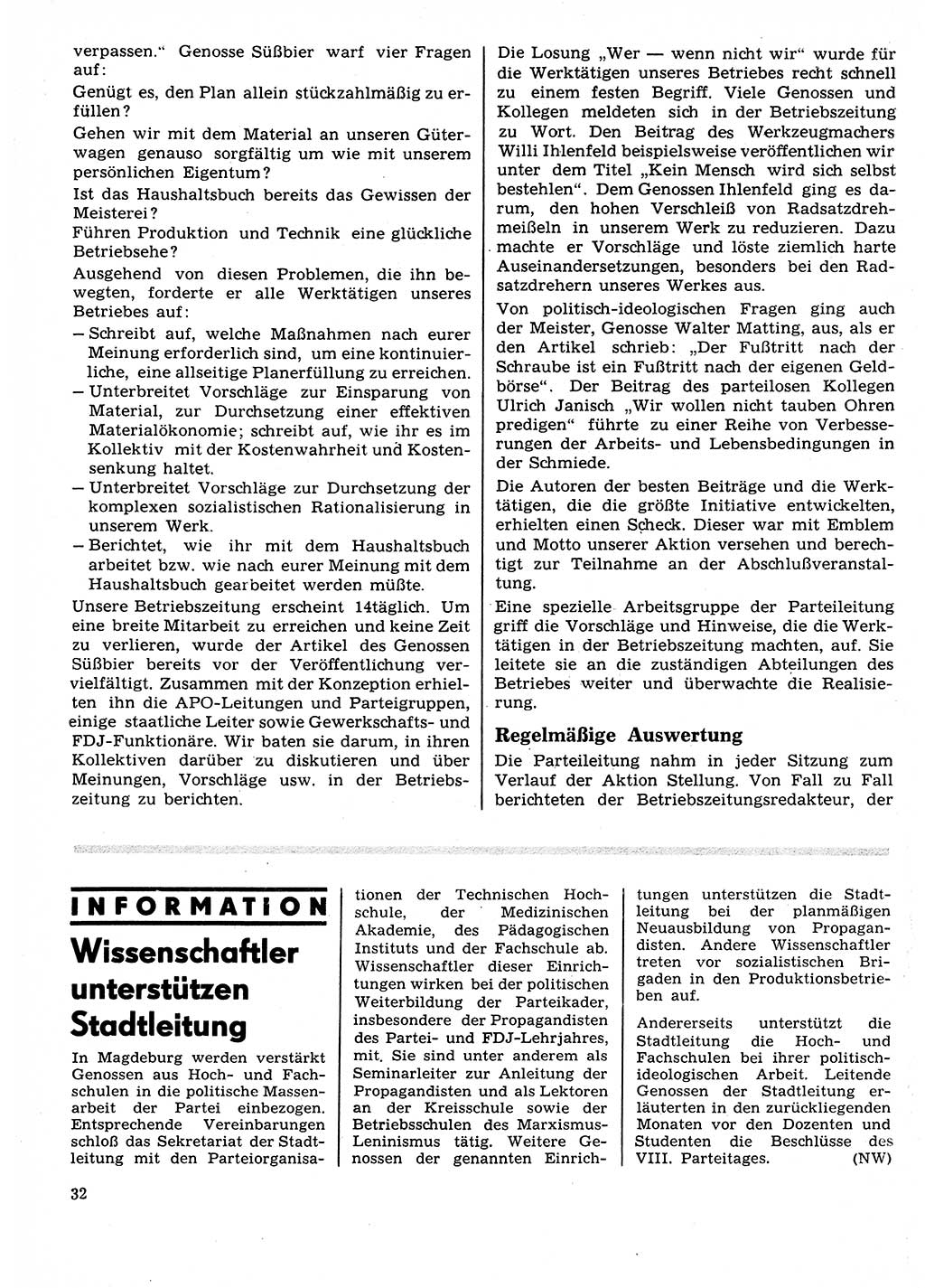 Neuer Weg (NW), Organ des Zentralkomitees (ZK) der SED (Sozialistische Einheitspartei Deutschlands) für Fragen des Parteilebens, 27. Jahrgang [Deutsche Demokratische Republik (DDR)] 1972, Seite 32 (NW ZK SED DDR 1972, S. 32)