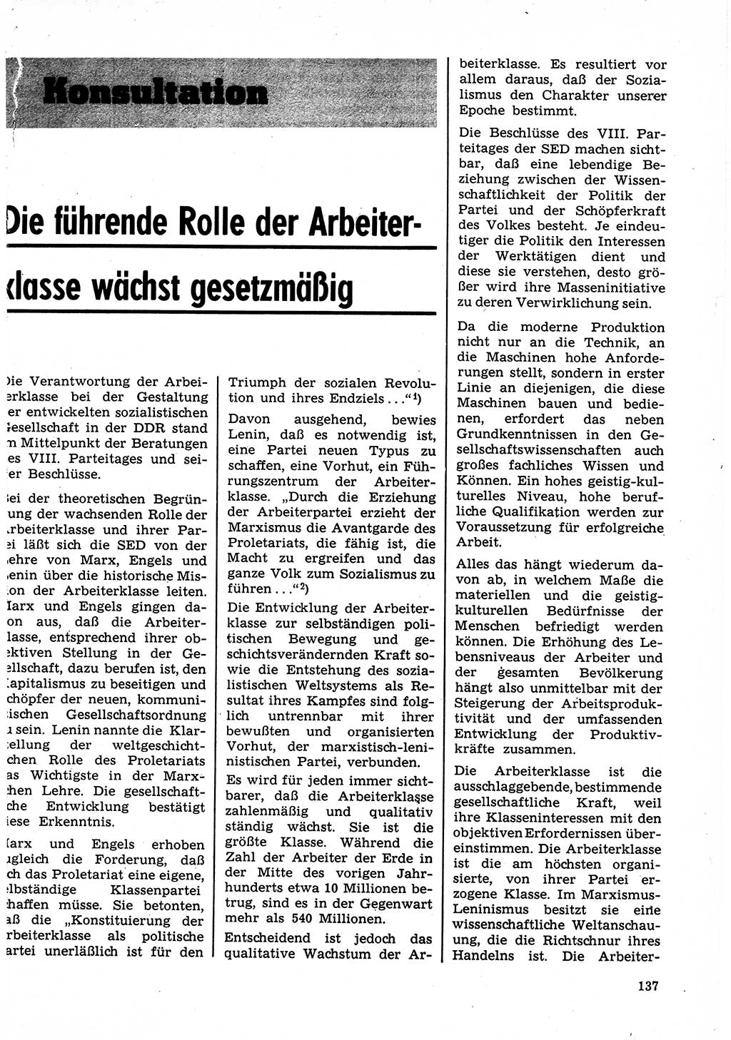 Neuer Weg (NW), Organ des Zentralkomitees (ZK) der SED (Sozialistische Einheitspartei Deutschlands) für Fragen des Parteilebens, 27. Jahrgang [Deutsche Demokratische Republik (DDR)] 1972, Seite 137 (NW ZK SED DDR 1972, S. 137)