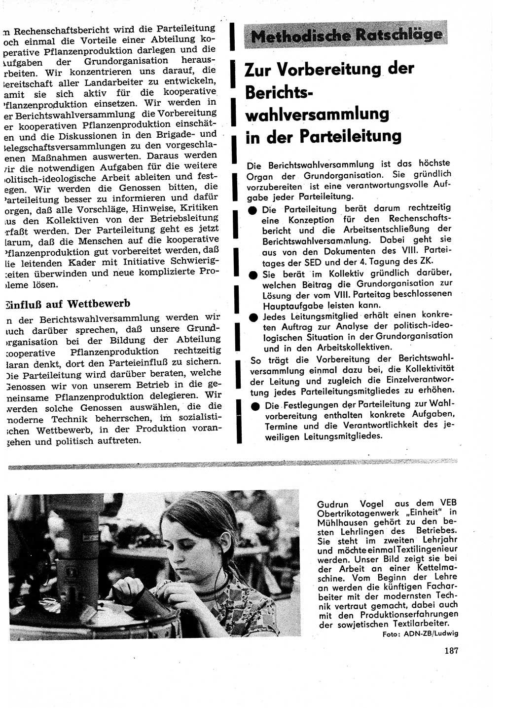 Neuer Weg (NW), Organ des Zentralkomitees (ZK) der SED (Sozialistische Einheitspartei Deutschlands) für Fragen des Parteilebens, 27. Jahrgang [Deutsche Demokratische Republik (DDR)] 1972, Seite 187 (NW ZK SED DDR 1972, S. 187)