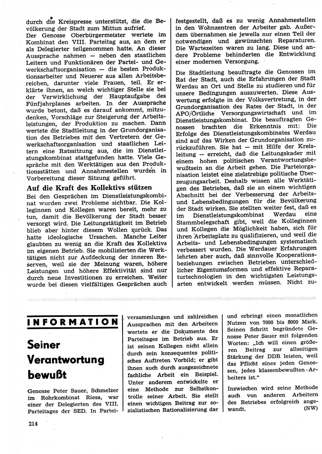 Neuer Weg (NW), Organ des Zentralkomitees (ZK) der SED (Sozialistische Einheitspartei Deutschlands) für Fragen des Parteilebens, 27. Jahrgang [Deutsche Demokratische Republik (DDR)] 1972, Seite 214 (NW ZK SED DDR 1972, S. 214)
