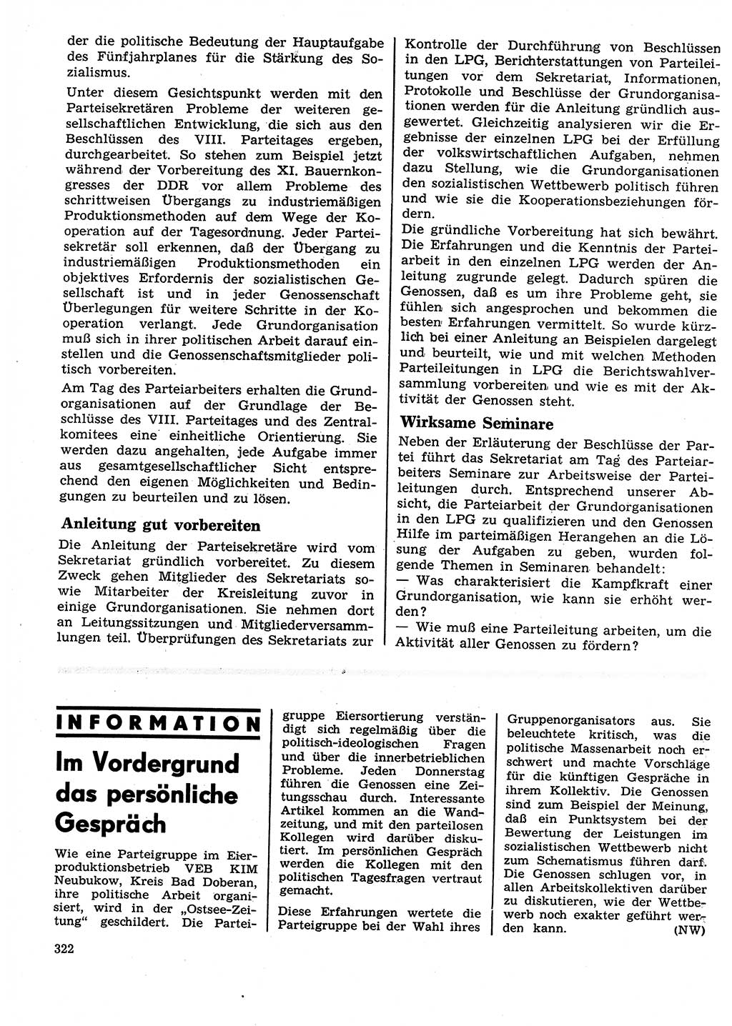 Neuer Weg (NW), Organ des Zentralkomitees (ZK) der SED (Sozialistische Einheitspartei Deutschlands) für Fragen des Parteilebens, 27. Jahrgang [Deutsche Demokratische Republik (DDR)] 1972, Seite 322 (NW ZK SED DDR 1972, S. 322)