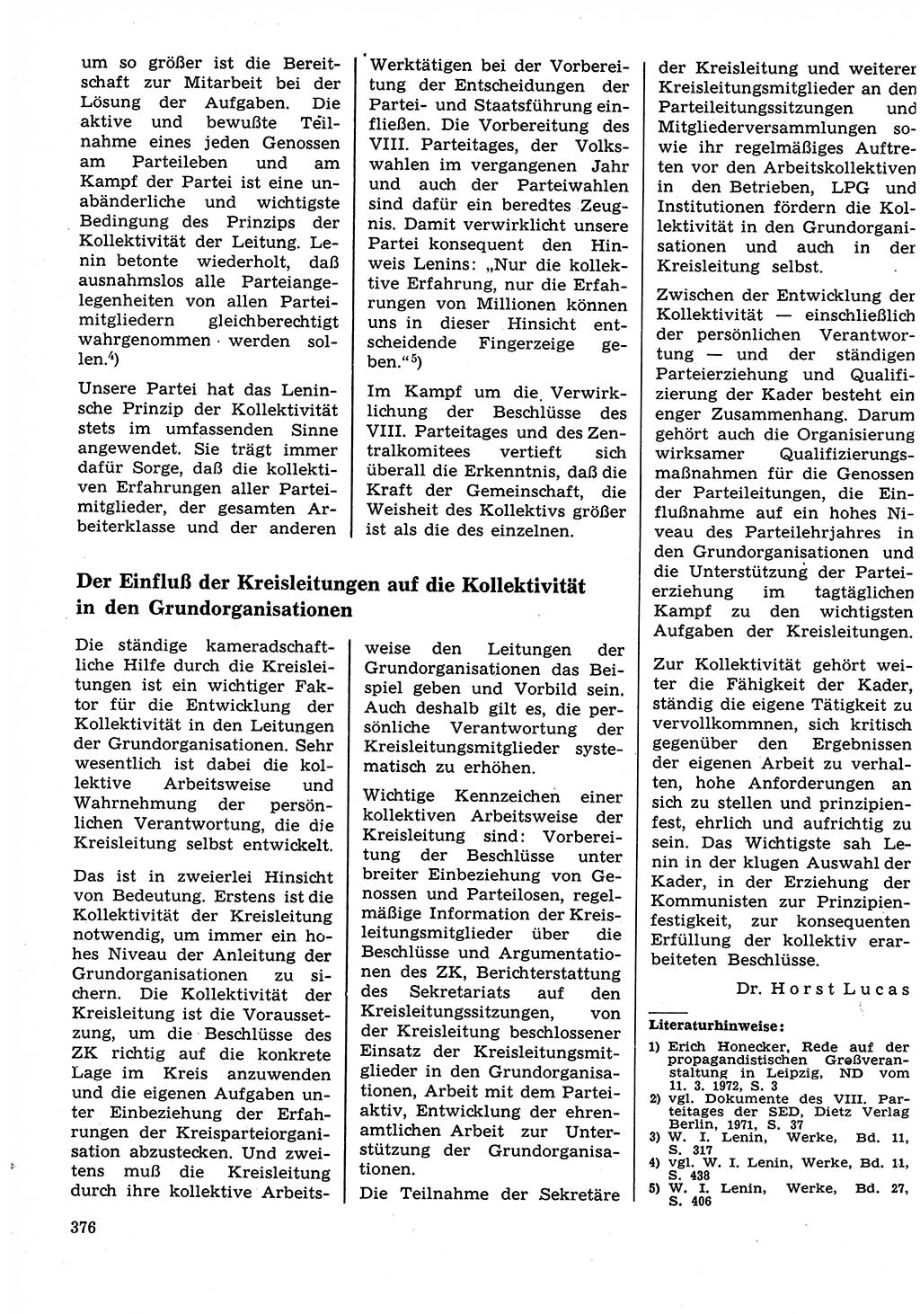 Neuer Weg (NW), Organ des Zentralkomitees (ZK) der SED (Sozialistische Einheitspartei Deutschlands) für Fragen des Parteilebens, 27. Jahrgang [Deutsche Demokratische Republik (DDR)] 1972, Seite 376 (NW ZK SED DDR 1972, S. 376)