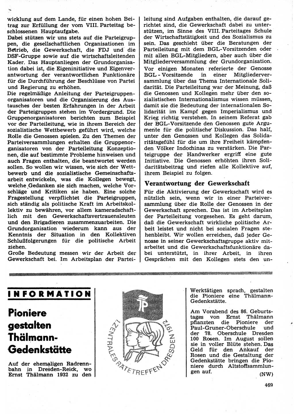Neuer Weg (NW), Organ des Zentralkomitees (ZK) der SED (Sozialistische Einheitspartei Deutschlands) für Fragen des Parteilebens, 27. Jahrgang [Deutsche Demokratische Republik (DDR)] 1972, Seite 469 (NW ZK SED DDR 1972, S. 469)