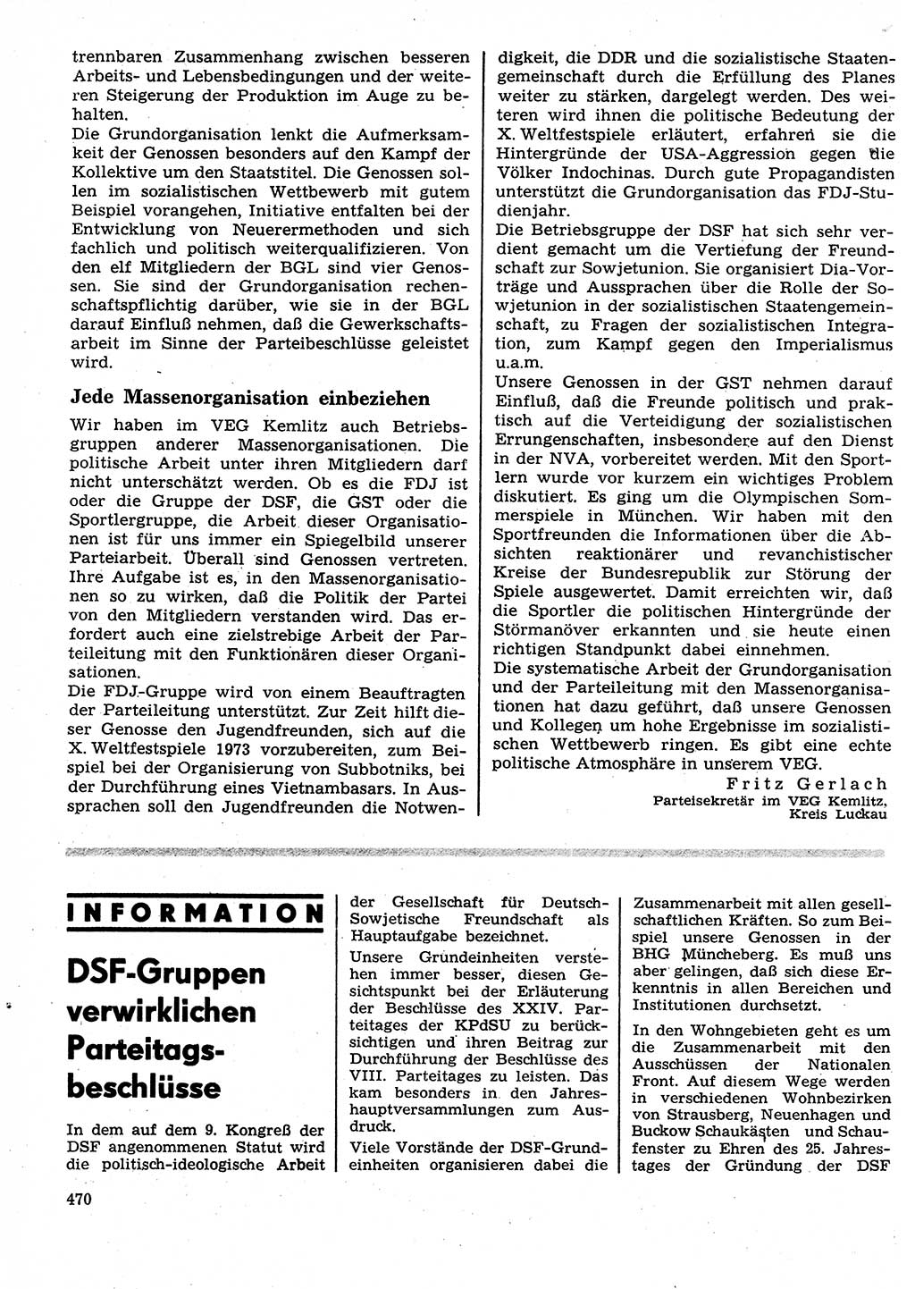 Neuer Weg (NW), Organ des Zentralkomitees (ZK) der SED (Sozialistische Einheitspartei Deutschlands) für Fragen des Parteilebens, 27. Jahrgang [Deutsche Demokratische Republik (DDR)] 1972, Seite 470 (NW ZK SED DDR 1972, S. 470)