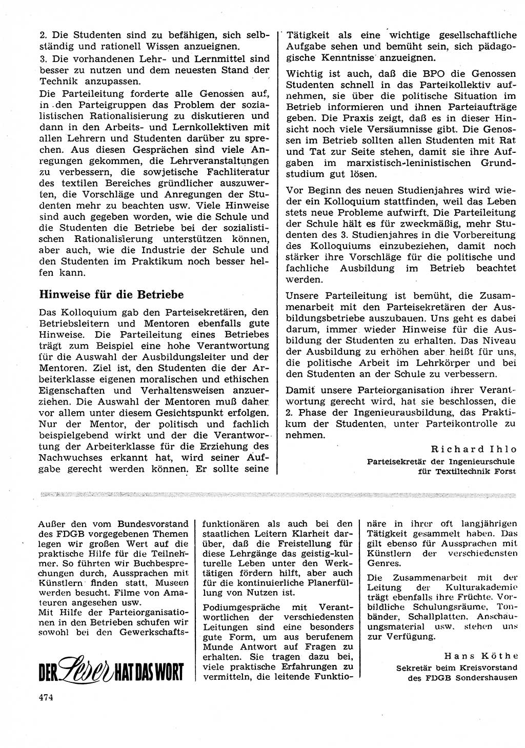 Neuer Weg (NW), Organ des Zentralkomitees (ZK) der SED (Sozialistische Einheitspartei Deutschlands) für Fragen des Parteilebens, 27. Jahrgang [Deutsche Demokratische Republik (DDR)] 1972, Seite 474 (NW ZK SED DDR 1972, S. 474)