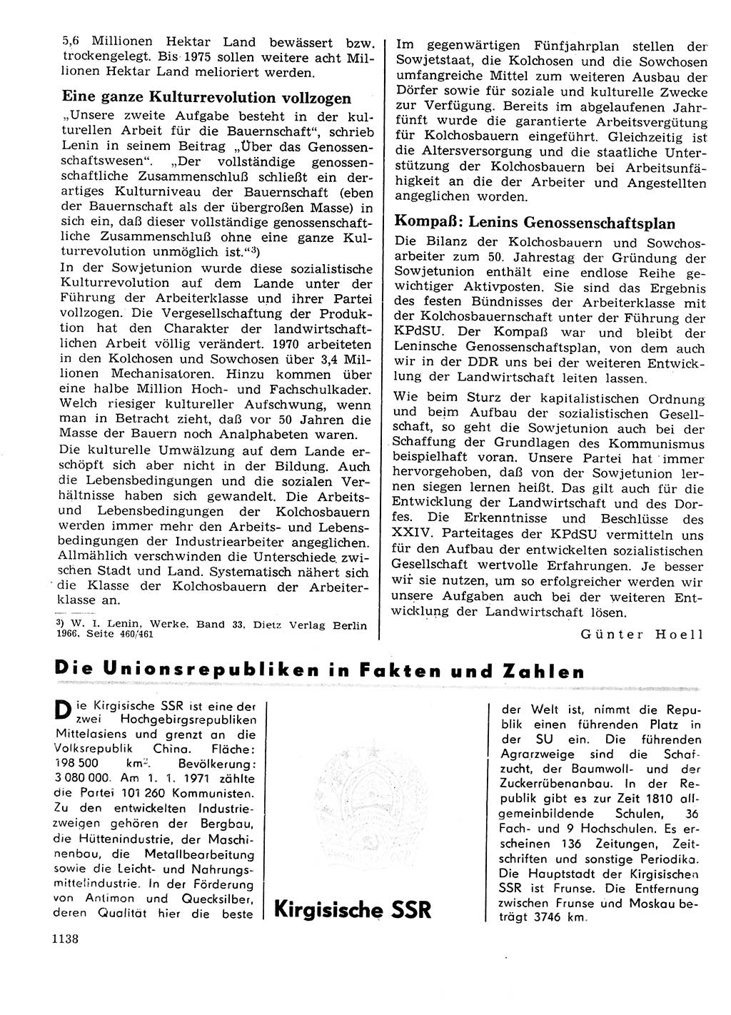 Neuer Weg (NW), Organ des Zentralkomitees (ZK) der SED (Sozialistische Einheitspartei Deutschlands) für Fragen des Parteilebens, 27. Jahrgang [Deutsche Demokratische Republik (DDR)] 1972, Seite 1138 (NW ZK SED DDR 1972, S. 1138)