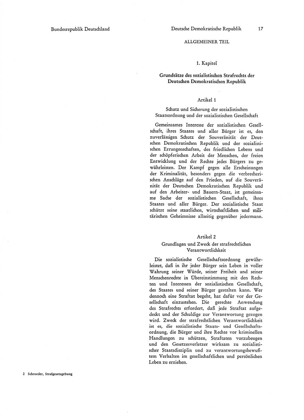 Strafgesetzgebung in Deutschland [Bundesrepublik Deutschland (BRD) und Deutsche Demokratische Republik (DDR)] 1972, Seite 17 (Str.-Ges. Dtl. StGB BRD DDR 1972, S. 17)