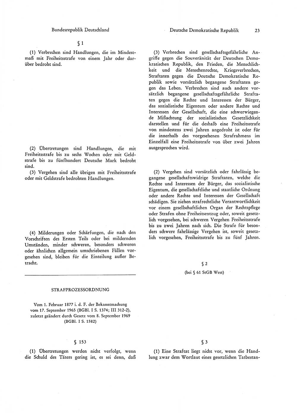 Strafgesetzgebung in Deutschland [Bundesrepublik Deutschland (BRD) und Deutsche Demokratische Republik (DDR)] 1972, Seite 23 (Str.-Ges. Dtl. StGB BRD DDR 1972, S. 23)