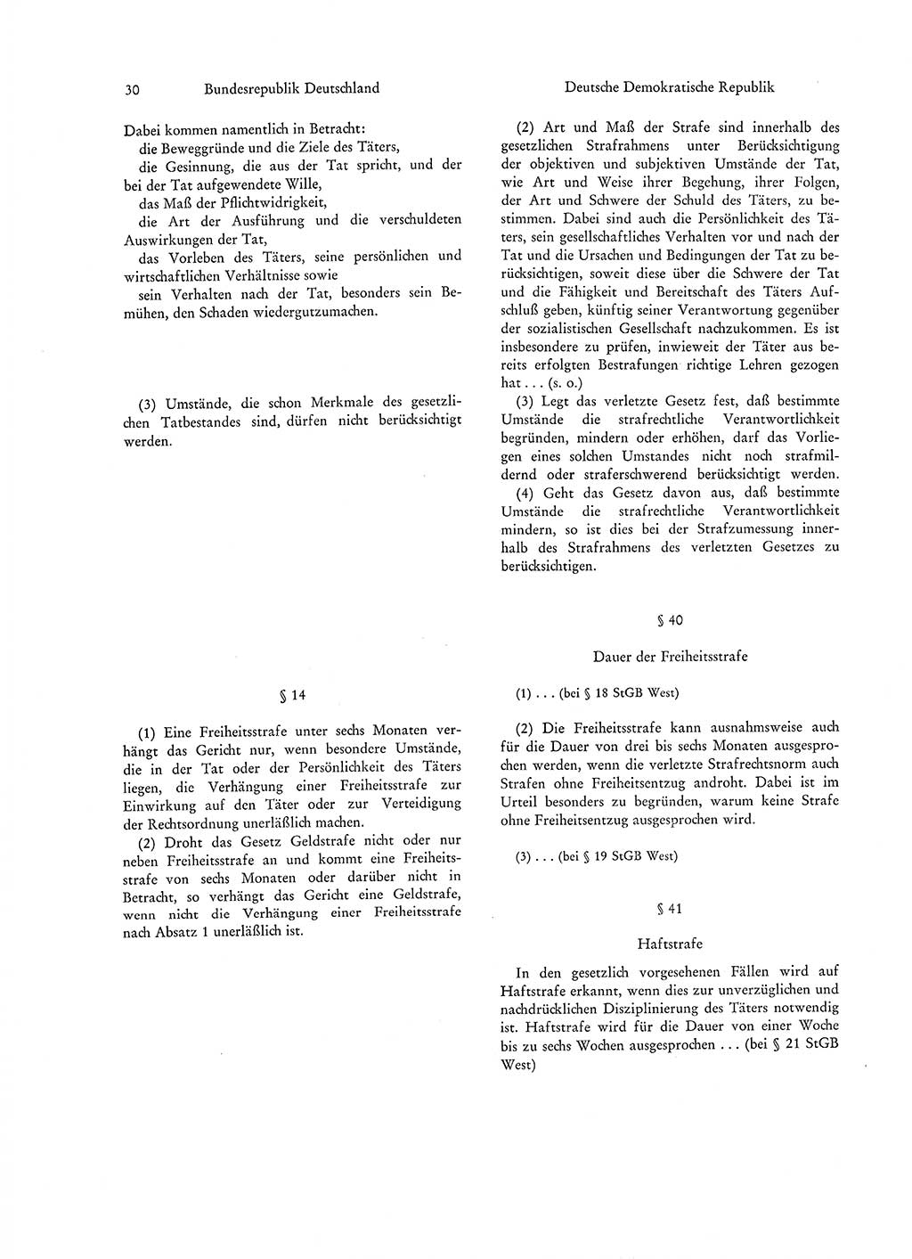 Strafgesetzgebung in Deutschland [Bundesrepublik Deutschland (BRD) und Deutsche Demokratische Republik (DDR)] 1972, Seite 30 (Str.-Ges. Dtl. StGB BRD DDR 1972, S. 30)