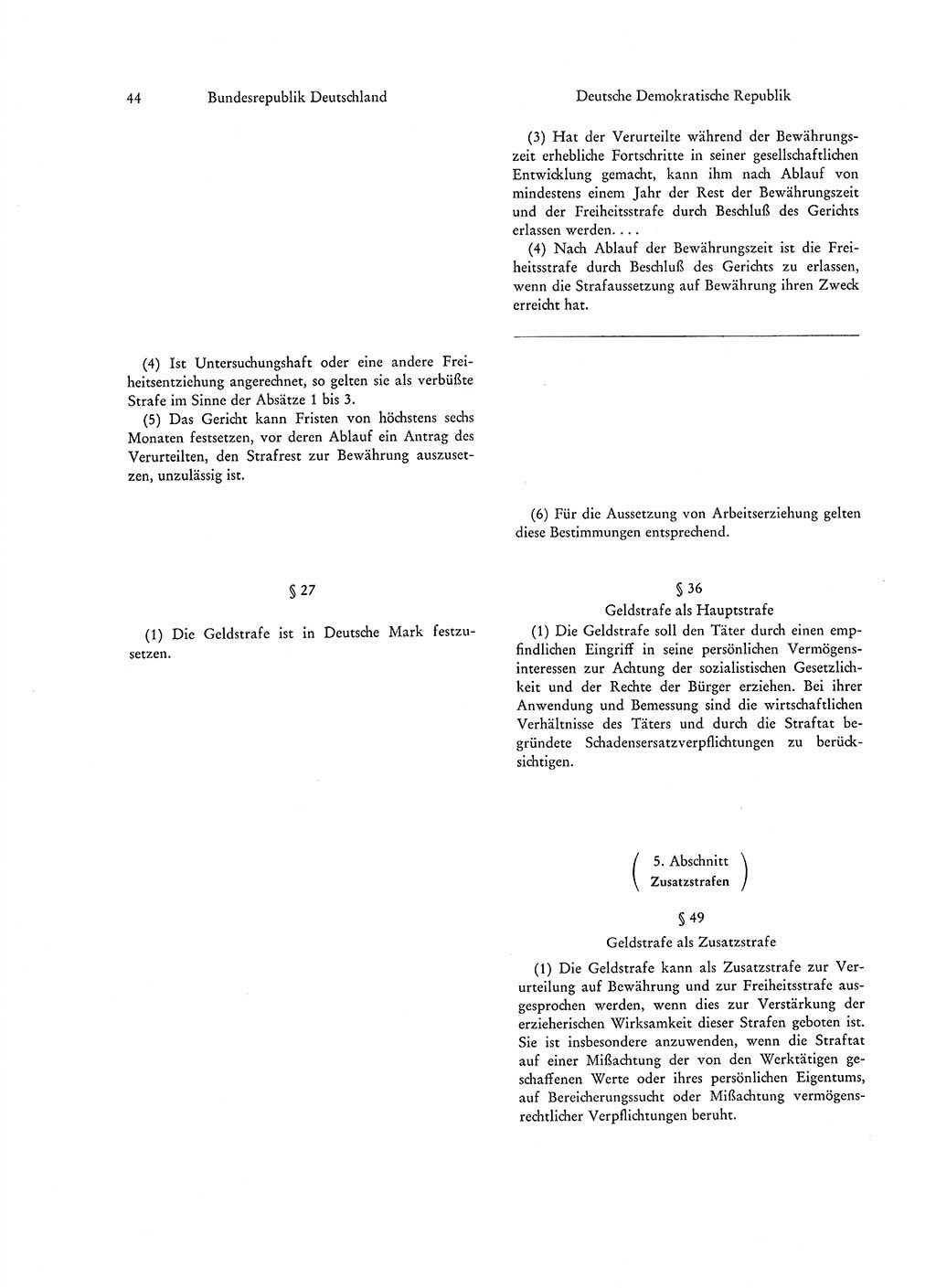 Strafgesetzgebung in Deutschland [Bundesrepublik Deutschland (BRD) und Deutsche Demokratische Republik (DDR)] 1972, Seite 44 (Str.-Ges. Dtl. StGB BRD DDR 1972, S. 44)