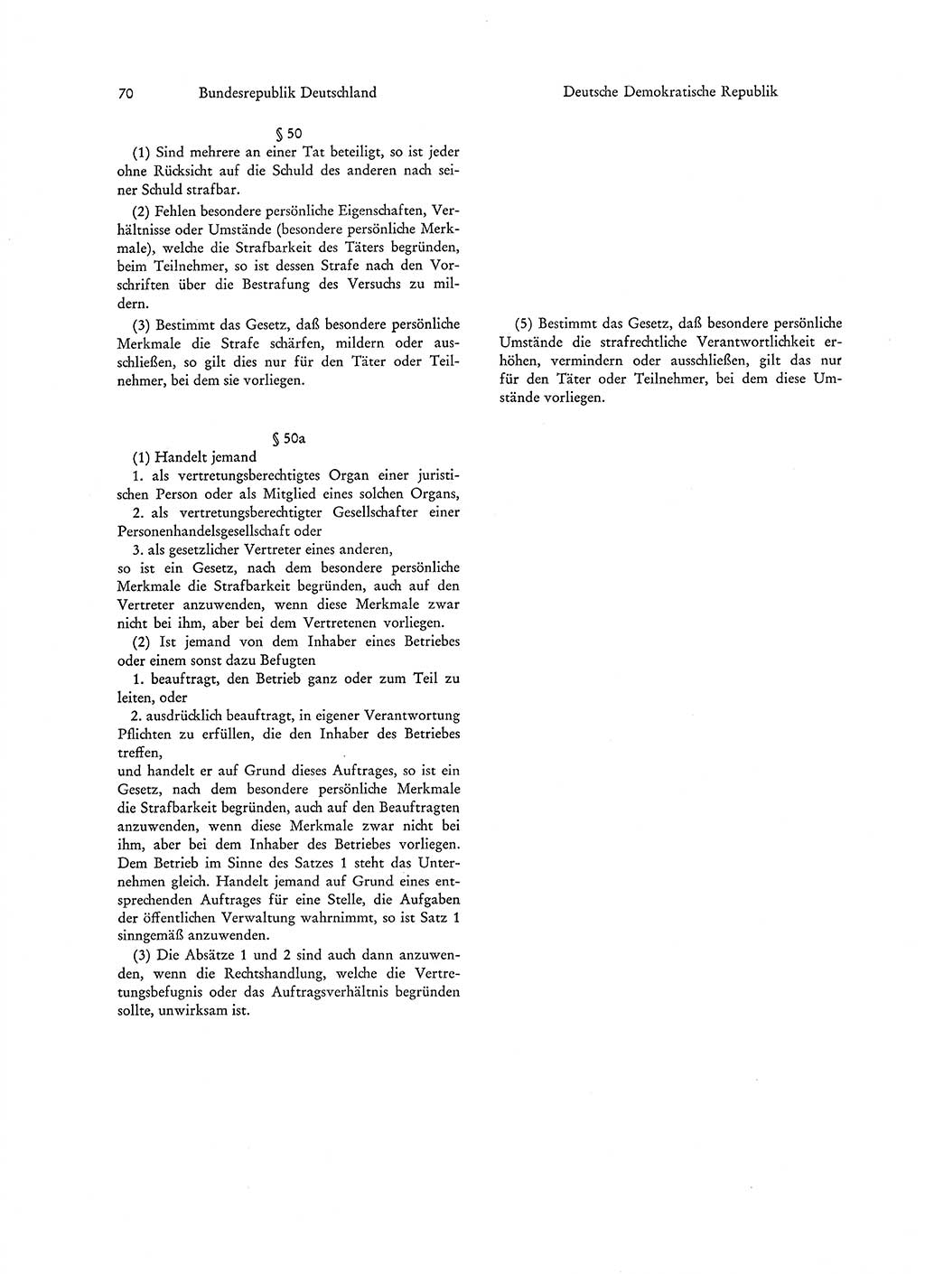 Strafgesetzgebung in Deutschland [Bundesrepublik Deutschland (BRD) und Deutsche Demokratische Republik (DDR)] 1972, Seite 70 (Str.-Ges. Dtl. StGB BRD DDR 1972, S. 70)