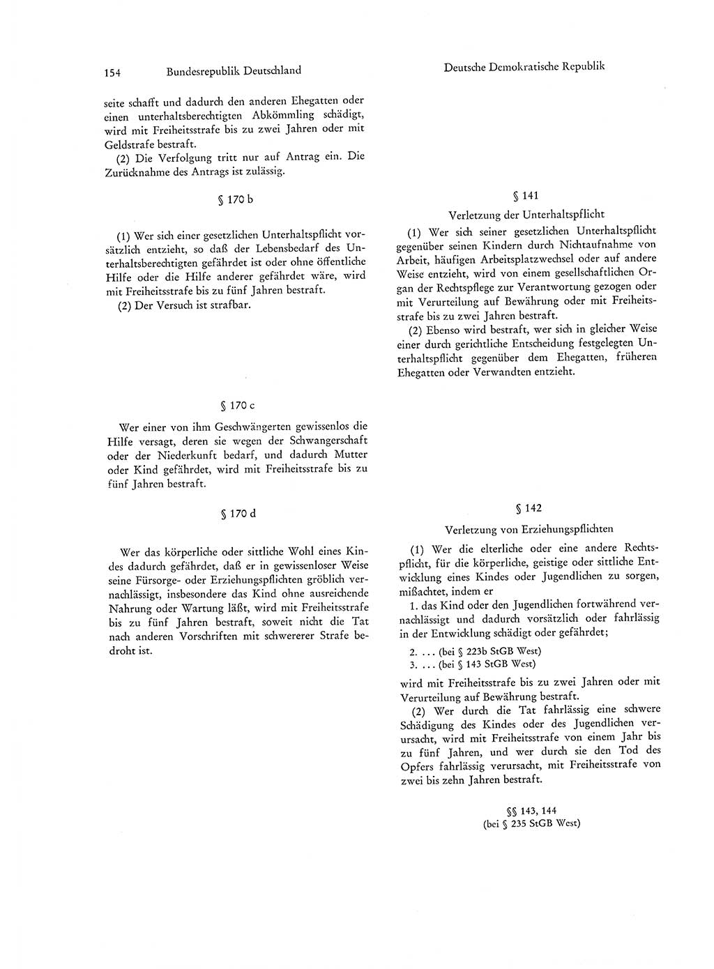 Strafgesetzgebung in Deutschland [Bundesrepublik Deutschland (BRD) und Deutsche Demokratische Republik (DDR)] 1972, Seite 154 (Str.-Ges. Dtl. StGB BRD DDR 1972, S. 154)