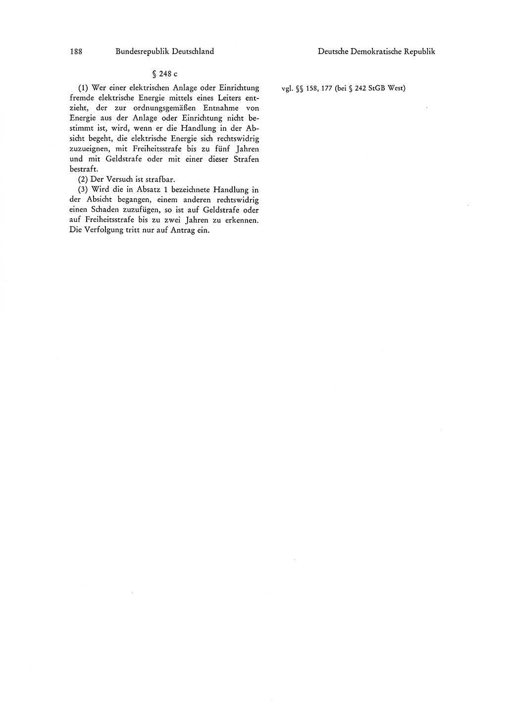 Strafgesetzgebung in Deutschland [Bundesrepublik Deutschland (BRD) und Deutsche Demokratische Republik (DDR)] 1972, Seite 188 (Str.-Ges. Dtl. StGB BRD DDR 1972, S. 188)