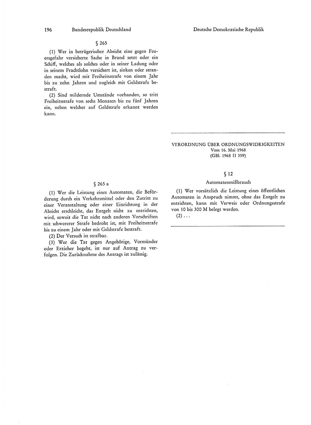 Strafgesetzgebung in Deutschland [Bundesrepublik Deutschland (BRD) und Deutsche Demokratische Republik (DDR)] 1972, Seite 196 (Str.-Ges. Dtl. StGB BRD DDR 1972, S. 196)