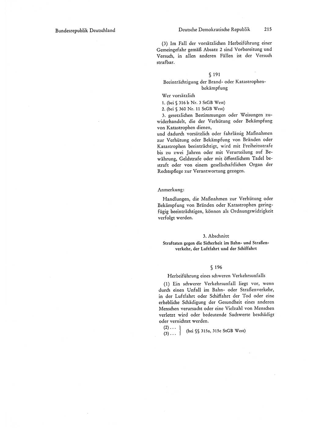 Strafgesetzgebung in Deutschland [Bundesrepublik Deutschland (BRD) und Deutsche Demokratische Republik (DDR)] 1972, Seite 215 (Str.-Ges. Dtl. StGB BRD DDR 1972, S. 215)