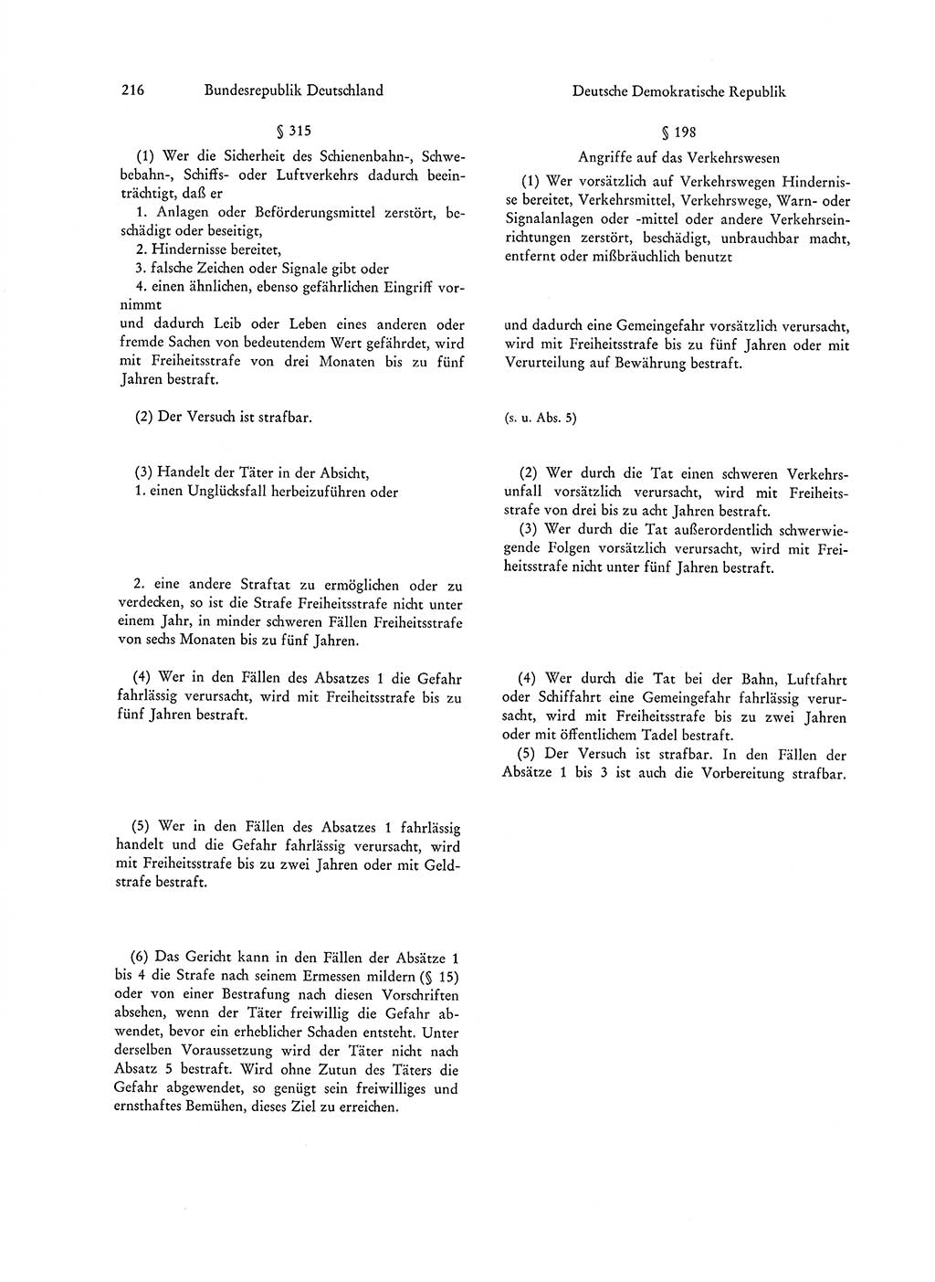 Strafgesetzgebung in Deutschland [Bundesrepublik Deutschland (BRD) und Deutsche Demokratische Republik (DDR)] 1972, Seite 216 (Str.-Ges. Dtl. StGB BRD DDR 1972, S. 216)