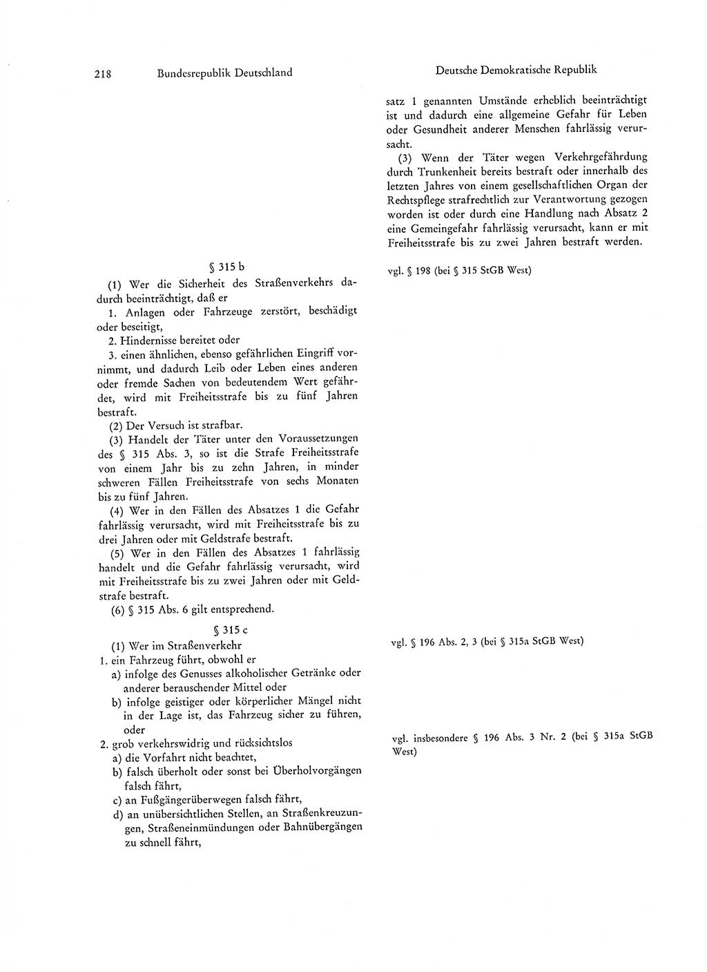 Strafgesetzgebung in Deutschland [Bundesrepublik Deutschland (BRD) und Deutsche Demokratische Republik (DDR)] 1972, Seite 218 (Str.-Ges. Dtl. StGB BRD DDR 1972, S. 218)