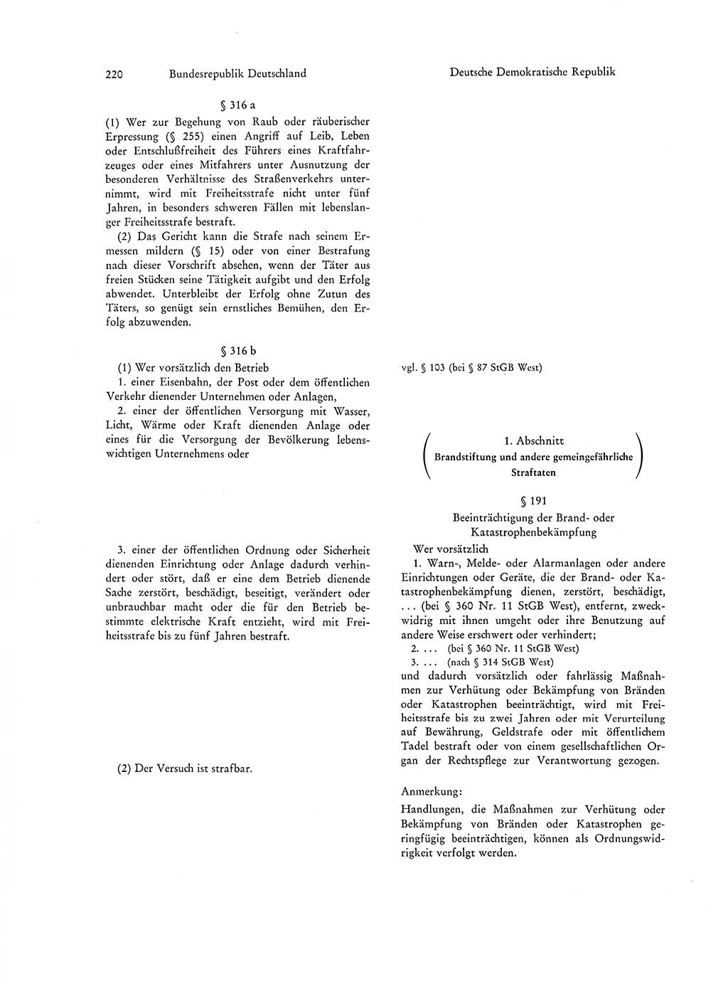 Strafgesetzgebung in Deutschland [Bundesrepublik Deutschland (BRD) und Deutsche Demokratische Republik (DDR)] 1972, Seite 220 (Str.-Ges. Dtl. StGB BRD DDR 1972, S. 220)