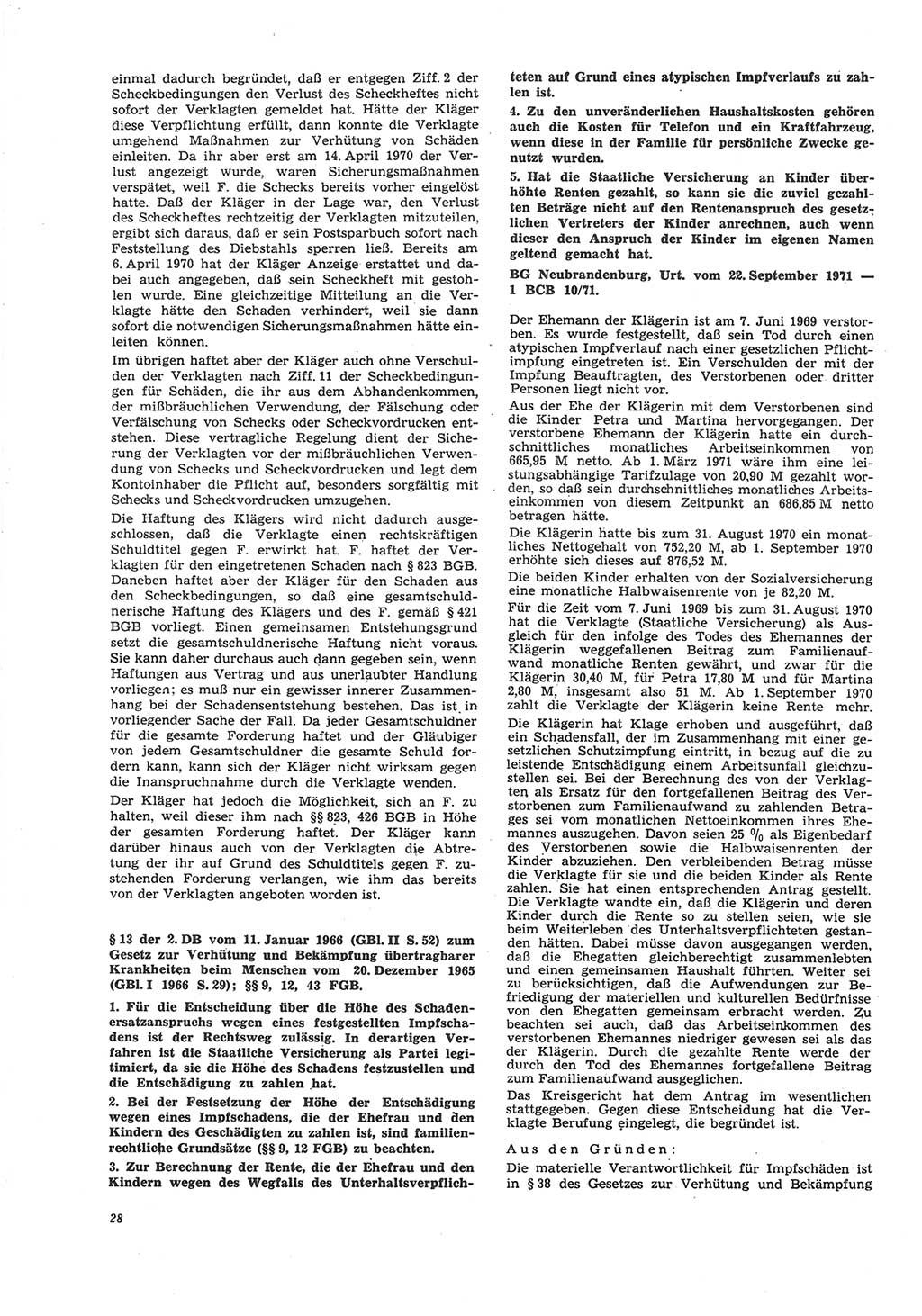 Neue Justiz (NJ), Zeitschrift für Recht und Rechtswissenschaft [Deutsche Demokratische Republik (DDR)], 26. Jahrgang 1972, Seite 28 (NJ DDR 1972, S. 28)