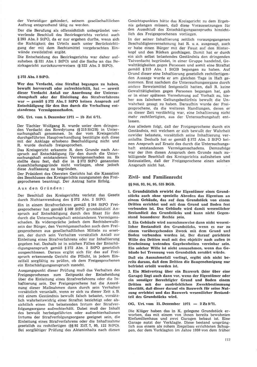 Neue Justiz (NJ), Zeitschrift für Recht und Rechtswissenschaft [Deutsche Demokratische Republik (DDR)], 26. Jahrgang 1972, Seite 113 (NJ DDR 1972, S. 113)